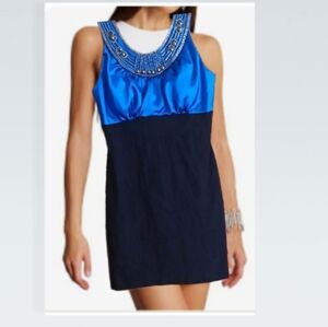 Elegant Blue and Black Dress